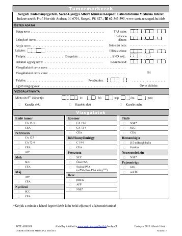 Tumormarkerek - Szent-GyÃ¶rgyi Albert Klinikai KÃ¶zpont - Szegedi ...