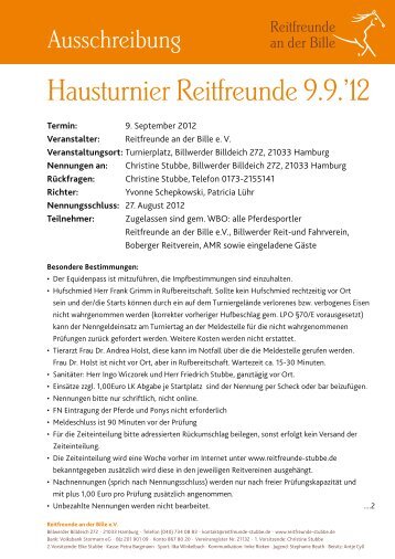 Hausturnier Reitfreunde 9.9.'12 - Reitfreunde an der Bille