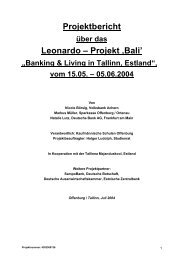 Projektbericht Leonardo â Projekt âBali'