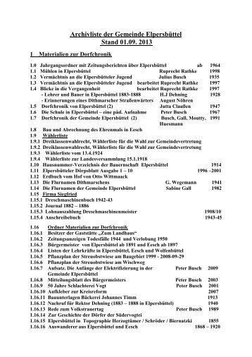 Materialien zur Dorfchronik - Elpersbüttel