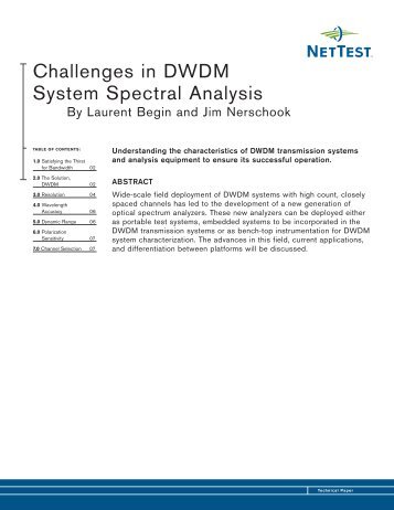 Challenges in DWDM System Spectral Analysis - Opticus