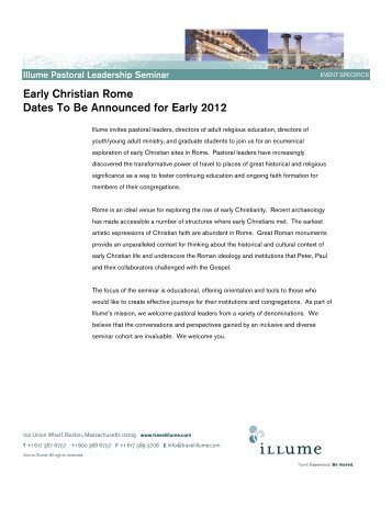 Early Christian Rome Dates To Be Announced for Early 2012 - Illume