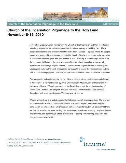 Church of the Incarnation Pilgrimage to the Holy Land ... - Illume