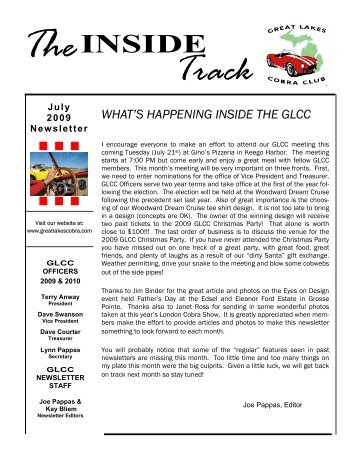 July 2009 Newsletter - Great Lakes Cobra Club