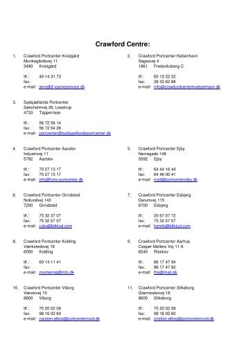 Forhandler adresseliste - Crawford