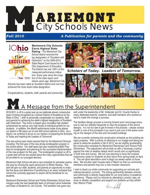 Newsletter Fall of 2010.indd - Mariemont City Schools