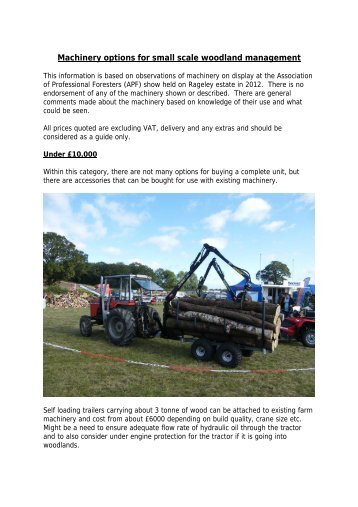 Machinery options for small scale woodland management