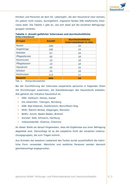 Kurzfassung der Studie - aproxima