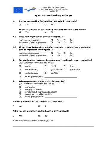 Questionnaire 2 - Coach in VET