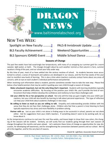 Dragon News Volume 11 Issue 6 - Baltimore Lab School