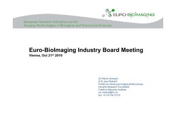 Euro-BioImaging Industry Board Meeting Vienna, Oct 21st 2010