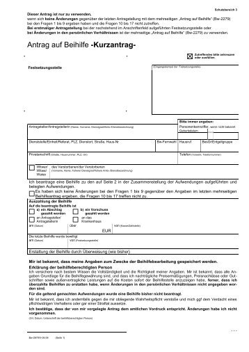 Antrag auf Beihilfe  vbba
