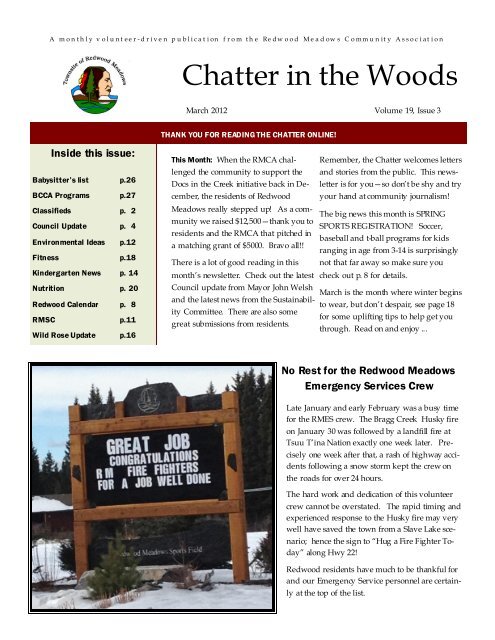 March 2012 (PDF) - Townsite of Redwood Meadows