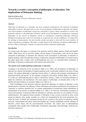 Towards a creative conception of philosophy of education ... - PESA
