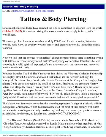 Tattoos and Body Piercing - 3 Angels Radio