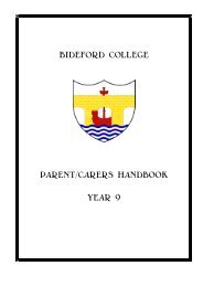 BIDEFORD COLLEGE PARENT/CARERS HANDBOOK YEAR 9