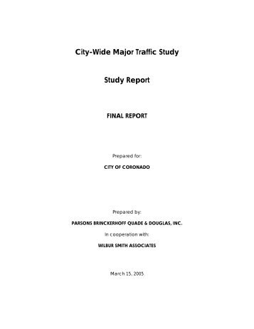 City-Wide Major Traffic Study Study Report - City of Coronado