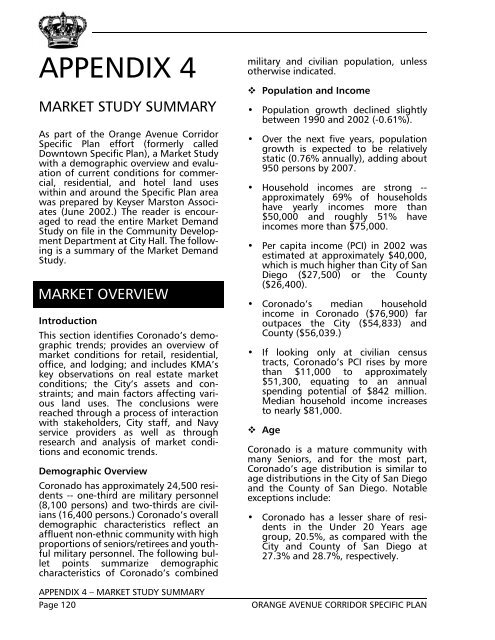 The Orange Avenue Corridor Specific Plan - City of Coronado