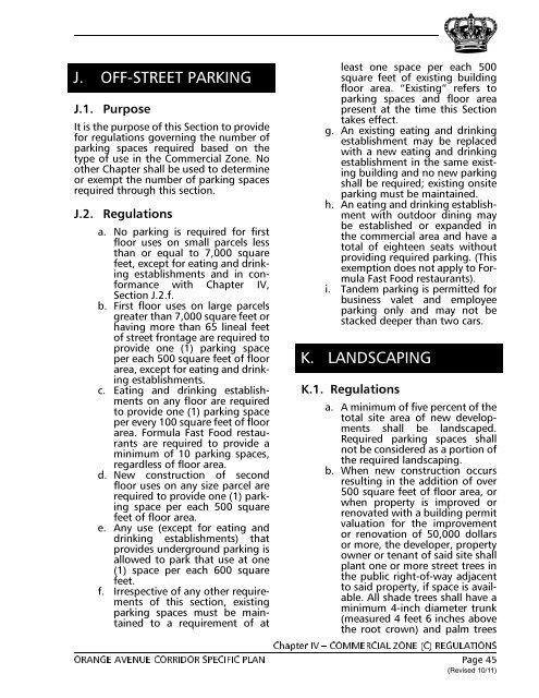 The Orange Avenue Corridor Specific Plan - City of Coronado