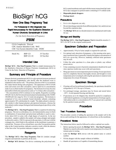 BioSign® hCG - Drug Testing