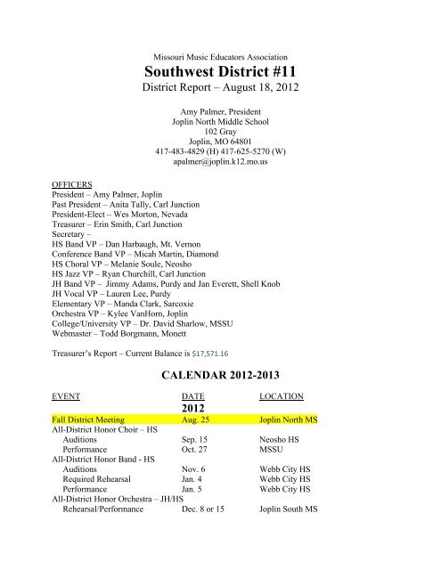 Mssu Fall 2022 Calendar Southwest District #11 - Missouri Music Educators Association