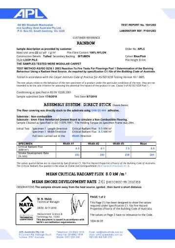 Fire Test - Godfrey Hirst Carpets