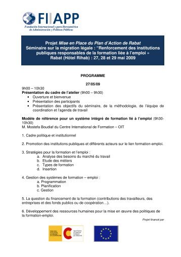 Projet Mise en Place du Plan d'Action de Rabat Séminaire sur la ...