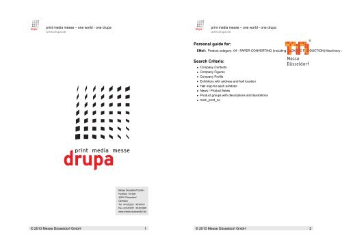 Personal Guide For Search Criteria Drupa