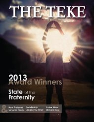 The Magazine of Tau Kappa Epsilon Fraternity Spring 2013