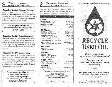 Recycle Used Oil Brochure