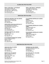 Facility Roster - Northwest Renal Network