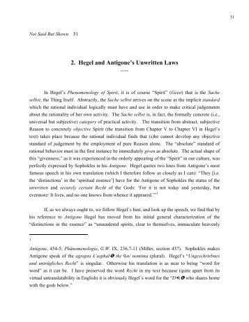2. Hegel and Antigone's Unwritten Laws - YorkSpace