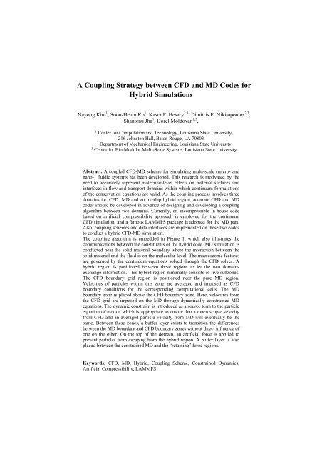 A Coupling Strategy between CFD and MD Codes for Hybrid ...