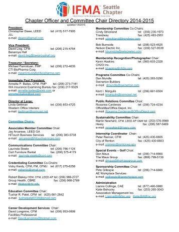 Chapter Officer & Committee Chair Directory [pdf] - IFMA Seattle