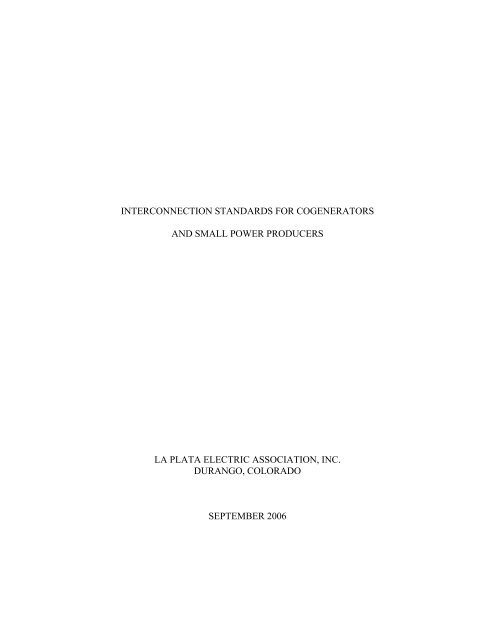 interconnection standards for cogenerators and small power ...