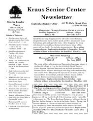 Kraus Senior Center Newsletter - Cary Park District