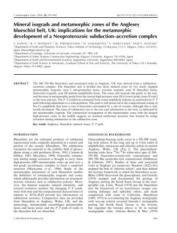 Mineral isograds and metamorphic zones of the Anglesey blueschist ...