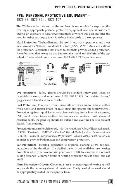 Safety and Health Field Manual - the Sealant, Waterproofing and ...