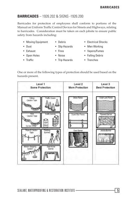 Safety and Health Field Manual - the Sealant, Waterproofing and ...