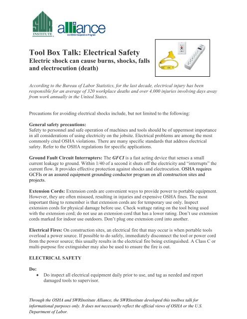 How to ensure off the job safety : Tool box talk