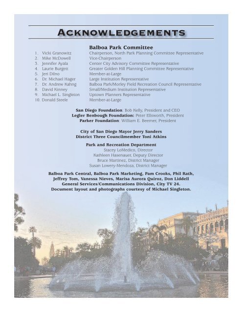 The Future of Balboa Park: Funding ... - City of San Diego