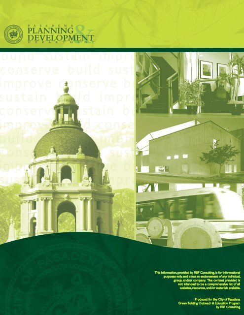 Green Building for the Homeowner - City of Pasadena