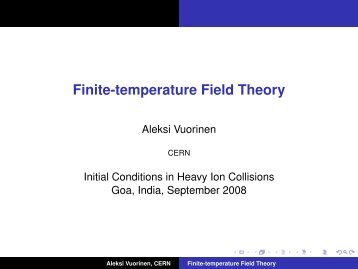 Finite-temperature Field Theory - Theoretical Physics (TIFR)