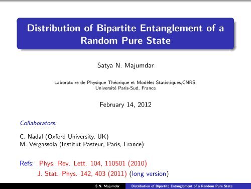 Entanglement Entropy of a Random Pure State