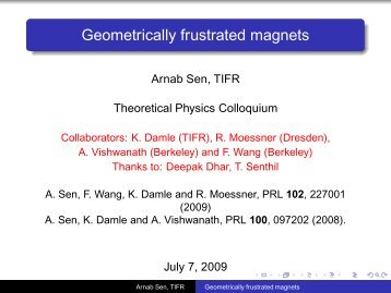 Geometrically frustrated magnets - Department of Theoretical Physics