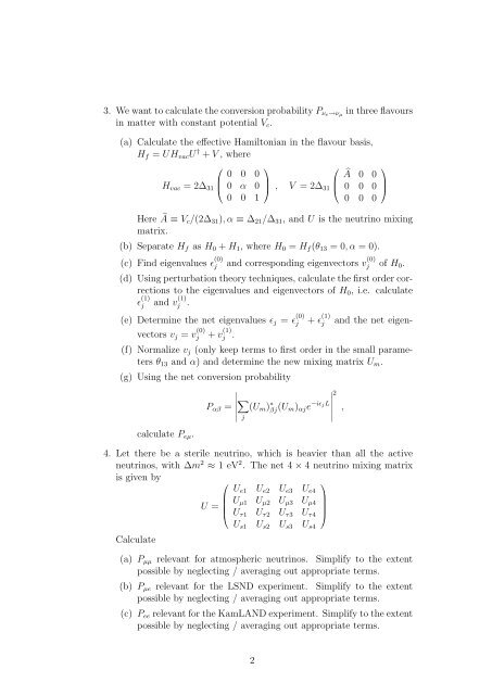 Neutrino Physics 2010: Assignment 3