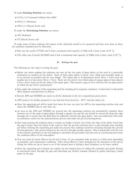 A report on an experiment I did of doing electrophoresis with proteins