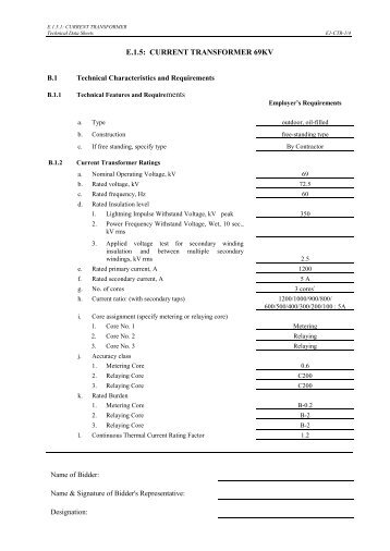 E.1.5: CURRENT TRANSFORMER 69KV