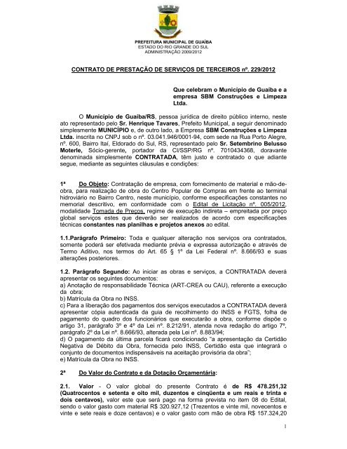 Contrato De Prestação De Serviços Mão De Obra E Material Vários Materiais 0470