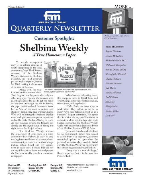 Shelbina Weekly F M Bank And Trust